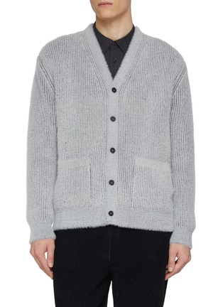 Main View - Click To Enlarge - SOLID HOMME - V-Neck Wool Blend Knit Cardigan