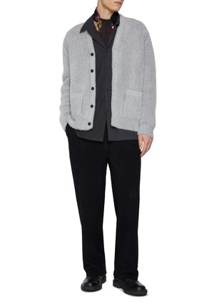 Figure View - Click To Enlarge - SOLID HOMME - V-Neck Wool Blend Knit Cardigan
