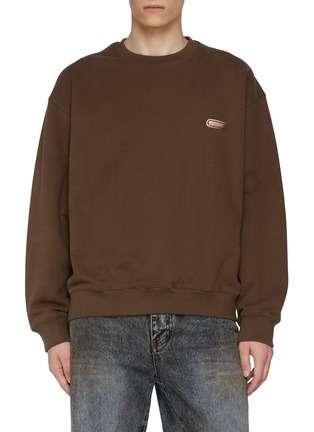 Main View - Click To Enlarge - SOLID HOMME - Printed Logo Cotton Sweatshirt