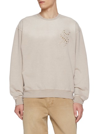 Main View - Click To Enlarge - SOLID HOMME - Stud Detail Cotton Sweatshirt