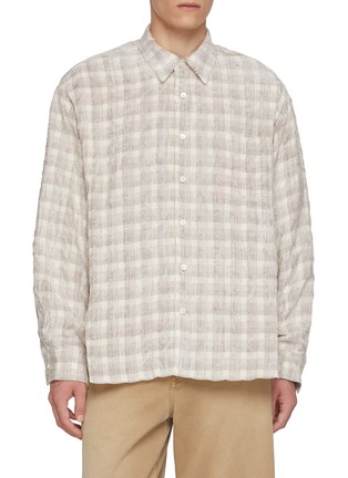 Main View - Click To Enlarge - SOLID HOMME - Long Sleeve Chequered Corduroy Shirt