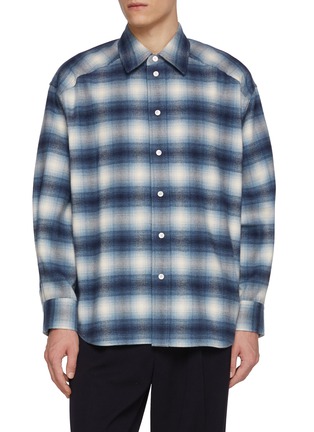 Main View - Click To Enlarge - SOLID HOMME - Chequered Pattern Cotton Flannel Shirt
