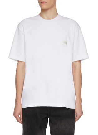 Main View - Click To Enlarge - SOLID HOMME - Logo Print Cotton T-Shirt