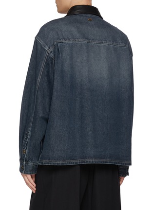 Back View - Click To Enlarge - SOLID HOMME - Leather Collar Denim Shirt Jacket