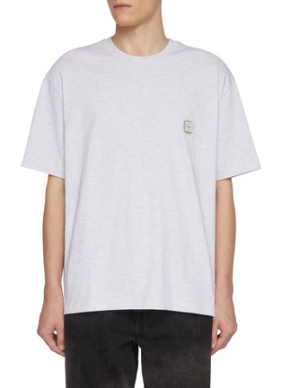 Main View - Click To Enlarge - SOLID HOMME - Logo Print Cotton T-Shirt