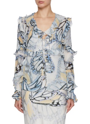 Main View - Click To Enlarge - LITTLE JOE WOMAN BY GAIL ELLIOTT - Sloane Ranger Printed Tie-front Blouse