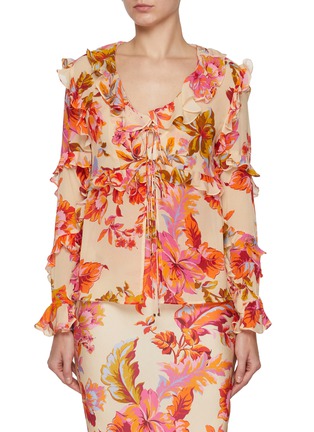 Main View - Click To Enlarge - LITTLE JOE WOMAN BY GAIL ELLIOTT - Sloane Ranger Printed Tie-front Blouse