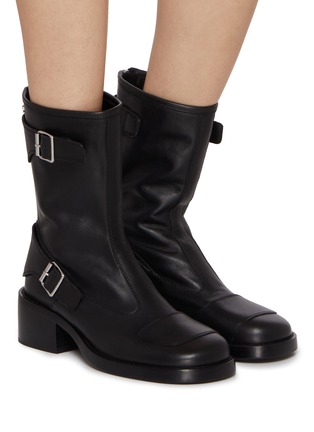 Figure View - Click To Enlarge - ANN DEMEULEMEESTER - Eero 50 Calf Leather Ankle Biker Boots