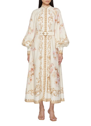 Main View - Click To Enlarge - ZIMMERMANN - Hypnotic Buttoned Linen Midi Dress