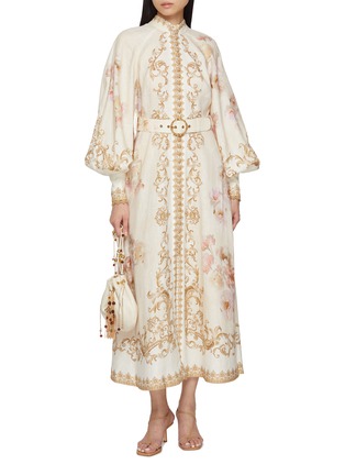 Figure View - Click To Enlarge - ZIMMERMANN - Hypnotic Buttoned Linen Midi Dress