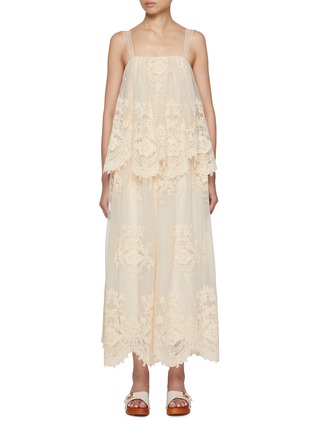 Main View - Click To Enlarge - ZIMMERMANN - Hypnotic Tiered Lace Slip Dress