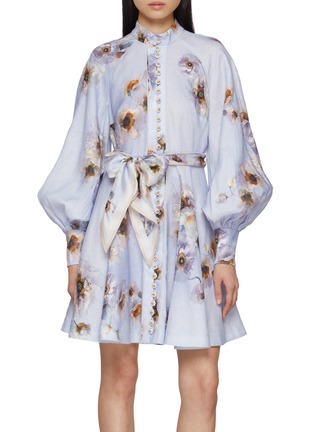 Main View - Click To Enlarge - ZIMMERMANN - Hypnotic Buttoned Linen Mini Dress