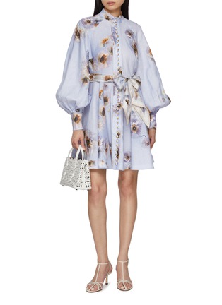 Figure View - Click To Enlarge - ZIMMERMANN - Hypnotic Buttoned Linen Mini Dress