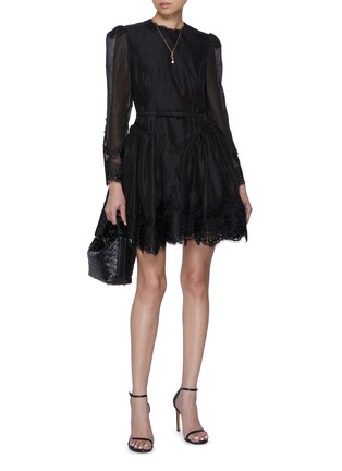 Figure View - Click To Enlarge - ZIMMERMANN - Hypnotic Lace Trim Mini Dress