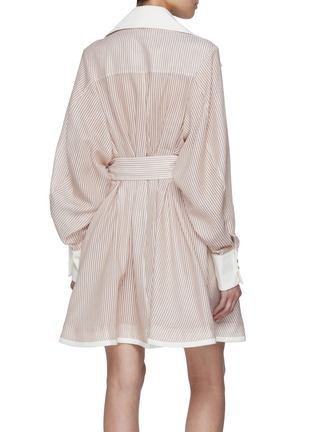 Back View - Click To Enlarge - ZIMMERMANN - Hypnotic Tuck Cotton Silk Mini Shirt Dress