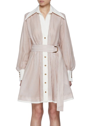 Main View - Click To Enlarge - ZIMMERMANN - Hypnotic Tuck Cotton Silk Mini Shirt Dress