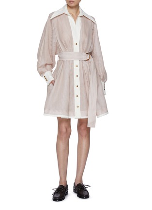 Figure View - Click To Enlarge - ZIMMERMANN - Hypnotic Tuck Cotton Silk Mini Shirt Dress