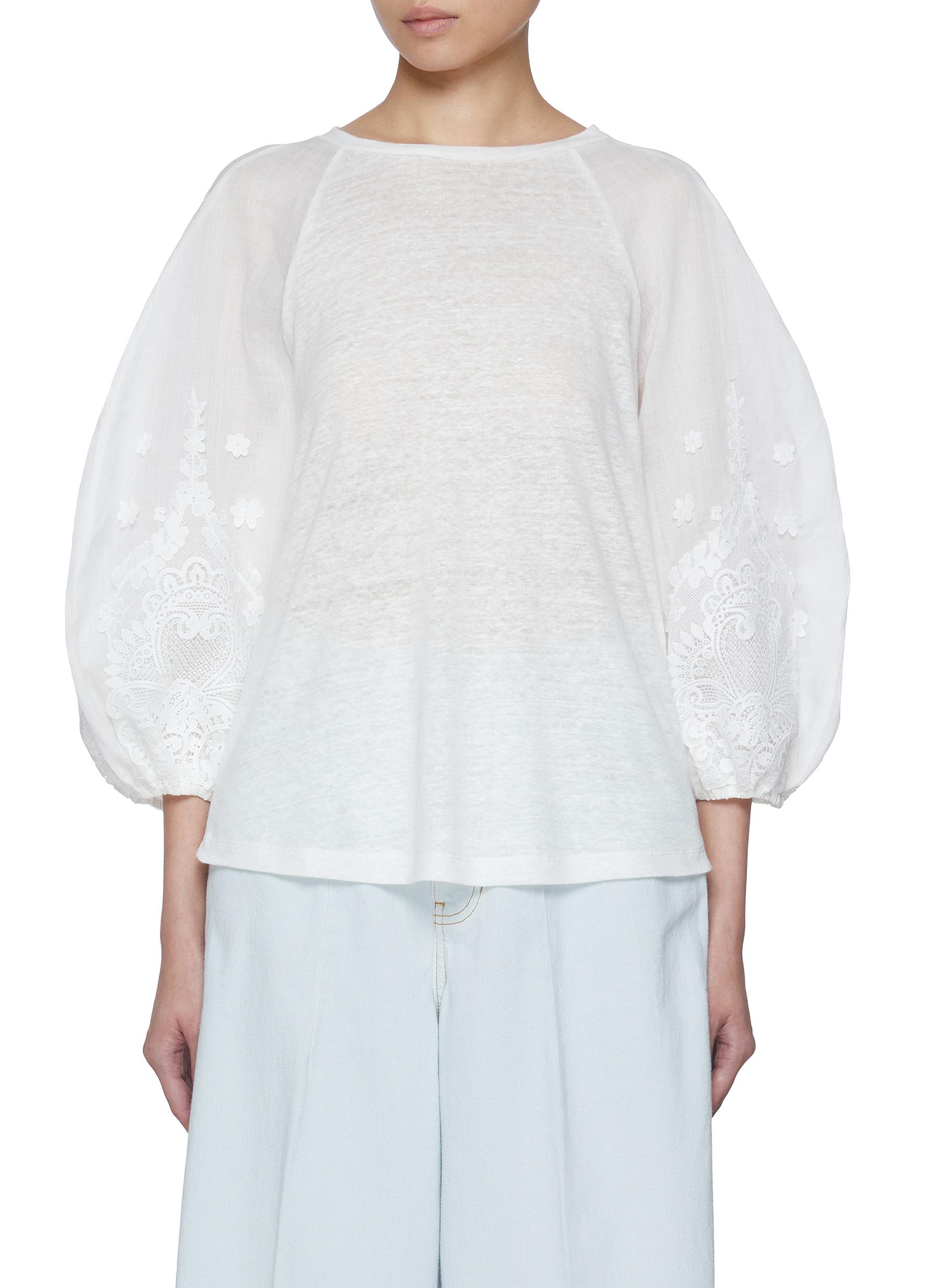 新品 LACE COMBI HALF SLEEVE JACKET SHIRT June Status Chain Long Sleeve Shirt- Foxcroft