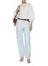 Figure View - Click To Enlarge - ZIMMERMANN - Lace Trim Lantern Sleeve Linen T-Shirt