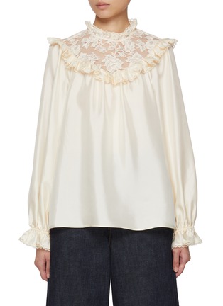 Main View - Click To Enlarge - ZIMMERMANN - Lace Billow Silk Blouse