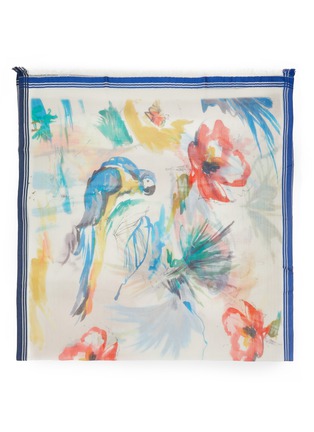 Detail View - Click To Enlarge - LANE'S - Parrot Print Cotton Silk Shawl