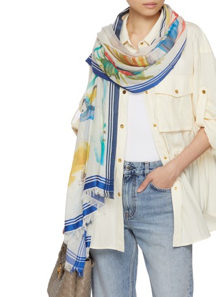Figure View - Click To Enlarge - LANE'S - Parrot Print Cotton Silk Shawl
