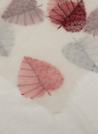 Detail View - Click To Enlarge - LANE'S - Leaf Embroidered Fine Wool Shawl