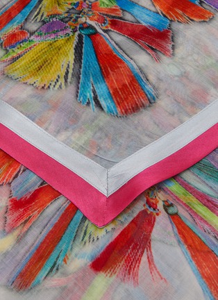 Detail View - Click To Enlarge - LANE'S - Cotton Modal Silk Tassel Print Shawl with Silk Trim