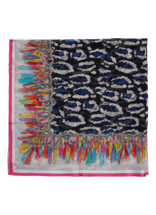 Main View - Click To Enlarge - LANE'S - Cotton Modal Silk Tassel Print Shawl with Silk Trim