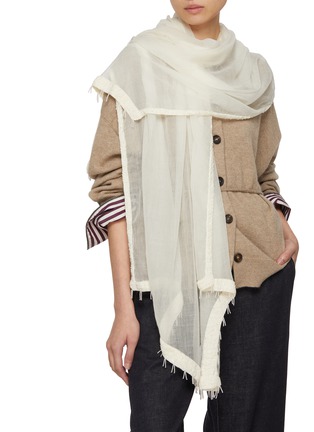 Figure View - Click To Enlarge - LANE'S - Embroidered Fine Wool Shawl