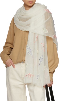 Figure View - Click To Enlarge - LANE'S - Embroidered Fine Wool Shawl