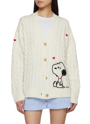 Main View - Click To Enlarge - CHINTI & PARKER - X Peanuts Snoopy Heart Wool Cashmere Cable Knit Cardigan