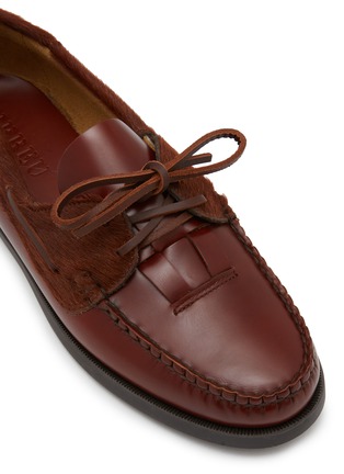 Detail View - Click To Enlarge - HEREU - Saler Hair On Trim Calf Leather Boat Shoes