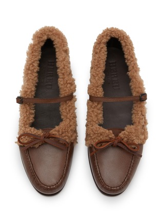 Detail View - Click To Enlarge - HEREU - Lorea Shearling Trim Leather Loafers