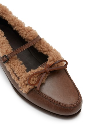 Detail View - Click To Enlarge - HEREU - Lorea Shearling Trim Leather Loafers