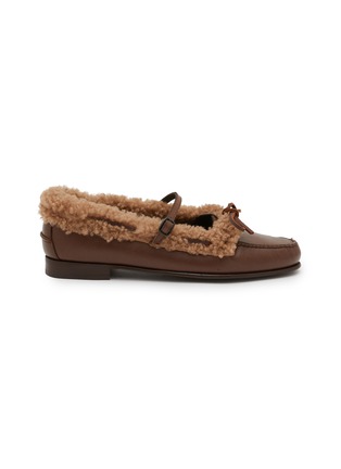 Main View - Click To Enlarge - HEREU - Lorea Shearling Trim Leather Loafers