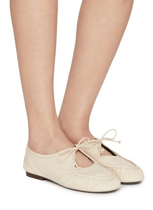 Figure View - Click To Enlarge - HEREU - Coveta Pleated Leather Loafers