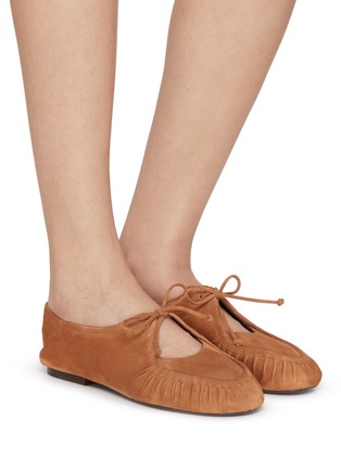 Figure View - Click To Enlarge - HEREU - Coveta Pleated Suede Loafers