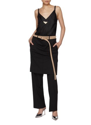 Figure View - Click To Enlarge - BETTTER - Hybrid Skirt Overlay Wool Blend Trousers