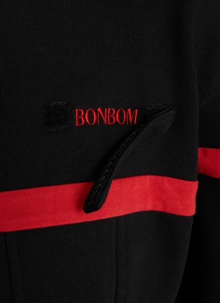  - BONBOM - Contrast Stripe Zip Up Cotton Corset Hoodie
