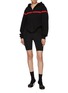 Figure View - Click To Enlarge - BONBOM - Contrast Stripe Zip Up Cotton Corset Hoodie