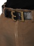 - BONBOM - Belt Loop Hem Belted Distressed Cotton Shorts
