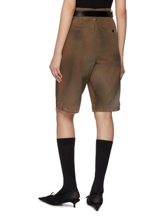Back View - Click To Enlarge - BONBOM - Belt Loop Hem Belted Distressed Cotton Shorts