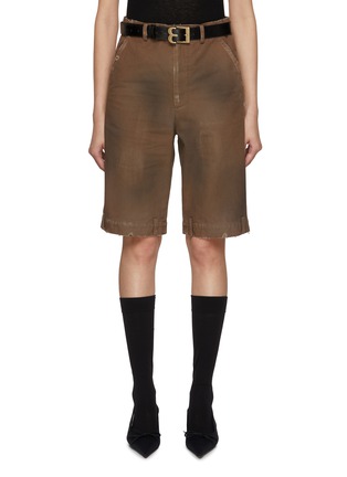 Main View - Click To Enlarge - BONBOM - Belt Loop Hem Belted Distressed Cotton Shorts
