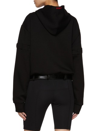 Back View - Click To Enlarge - BONBOM - Belted Hem Belt Loop Sleeve Hoodie