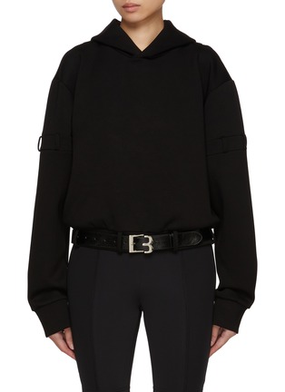 Main View - Click To Enlarge - BONBOM - Belted Hem Belt Loop Sleeve Hoodie