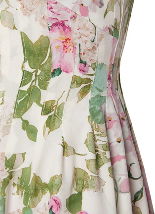  - BONBOM - Convetible Sailor Collar Floral Silk Shirt Dress