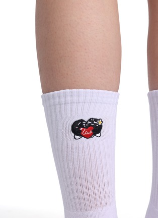 Detail View - Click To Enlarge - D.DESIRABLE - x Lane Crawford Coal Ball Embroidered Mid Length Sock Set
