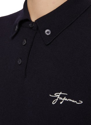 Detail View - Click To Enlarge - FAFAMOON - Sleeveless Cotton Knit Polo Vest with Triangular Scarf