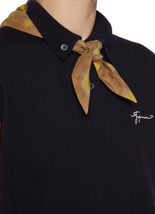  - FAFAMOON - Sleeveless Cotton Knit Polo Vest with Triangular Scarf